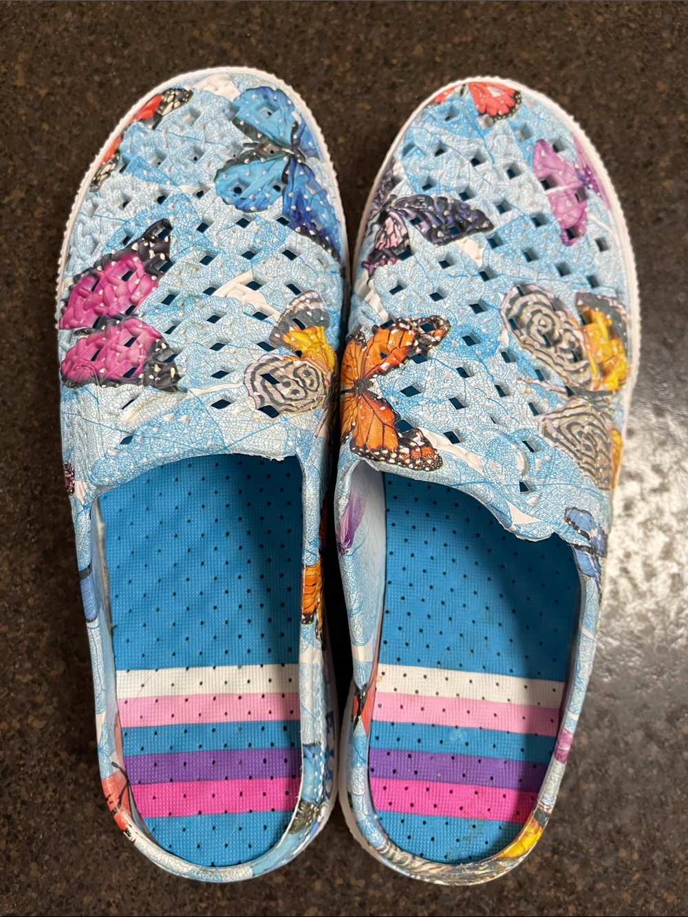 Women's Light Blue Butterfly rubber Slip-On Comfort Shoes